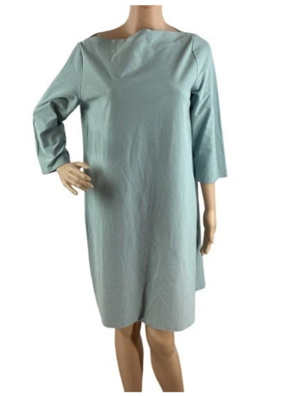 NWT Eileen Fisher Bateau Neck Dress Blue Ivy Aqua Seafoam